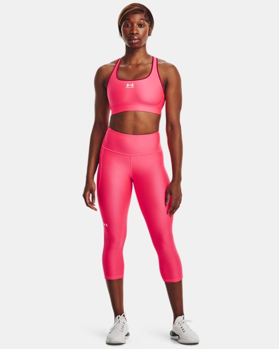 Women's HeatGear® No-Slip Waistband Capris in Pink image number 2